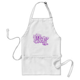 "Mamma", vit och lila grafisk koks apron Förkläde