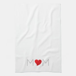 Mamma, vit, svart, röd hjärtminimalistisk typograf kökshandduk