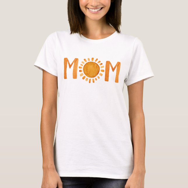 Mamma Watercolor Gult Sunshine T Shirt (Framsida)