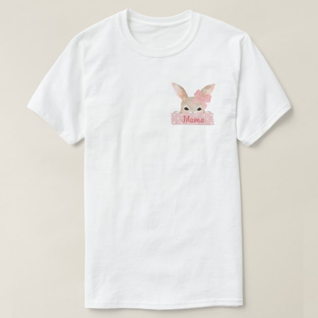 Mamma Watercolor Pocket Rosa Påskhare T Shirt (Design framsida)