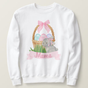 Mamma Watercolor Rosa Påsk Basket Lång Ärmad Tröja