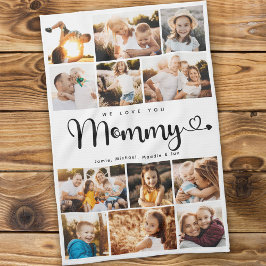 Mamma We Kärlek du Hearts Modern Photo Collage Kökshandduk