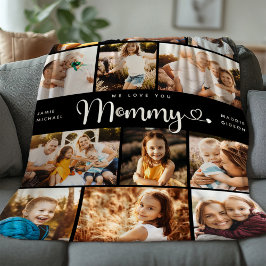 Mamma we Kärlek du lyssnar på Modern Photo Collage Fleecefilt