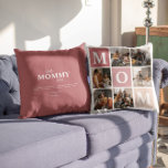 Mamma We Kärlek You | Modern 6-fotoblock Färg Kudde<br><div class="desc">Anpassa den här unika väskan med sex kvadratfoton ordnade i en rutnätslayout. Med "Mamma" som går diagonalt på svarta rosor. Rum på baksidan om du vill lägga till ditt personlig-meddelande. Hela färg kan ändras. Vare sig det är hennes födelsedag, Mors dag, jul eller ett annat specialtillfälle, överraska mamma med en...</div>