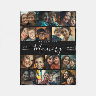 Mamma we Kärlek You | Modern Heart Photo Collage Fleecefilt