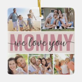 Mamma We Kärlek You Photo Collage Rosa 7 Bilder Julgransprydnad Keramik
