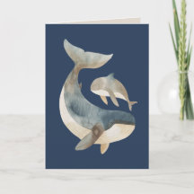 Mamma Whale & Calf med Photo Navy Blue Mors dag