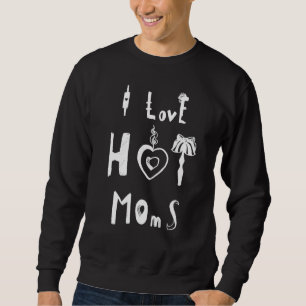 Mamma White Heart I Kärlek Hett Mammor Lång Ärmad Tröja