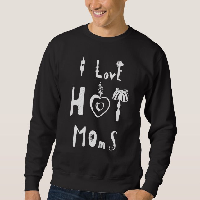 Mamma White Heart I Kärlek Hett Mammor Lång Ärmad Tröja (Framsida)