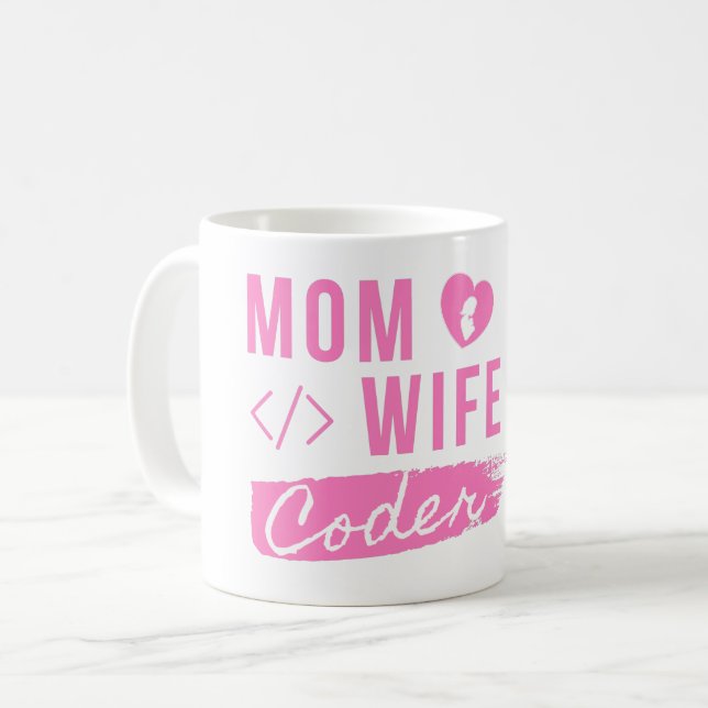 MAMMA WIFE CODER - CODER MAMMA T-Shirt Kaffemugg (Framsida vänster)