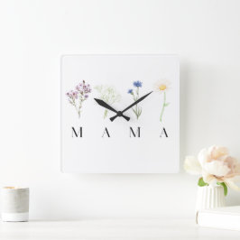 Mamma Wild Blommig Morsdag eller Födelsedagspresen Fyrkantig Klocka