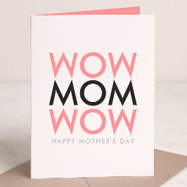 Mamma Wow | Mors dag Namn Modern Toppen Rosa Cute Kort