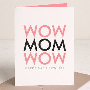 Mamma Wow Mors dag Namn Modern Toppen Rosa Cute Kort