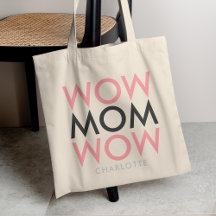 Mamma Wow | Mors dag Namn Modern Toppen Rosa Cute