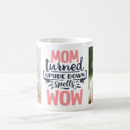 Mamma wow roligt rosa grått typografi mors dag cit kaffemugg