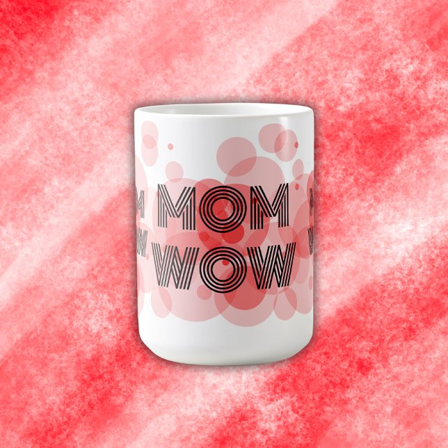 MAMMA WOW svart på röd | Kaffemugg (Skapare uppladdad)