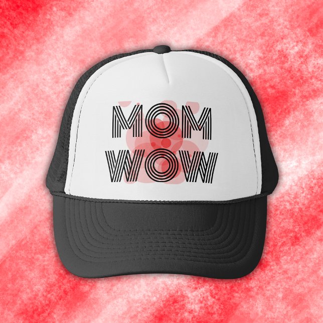 MAMMA WOW svart på röd | Keps (Skapare uppladdad)