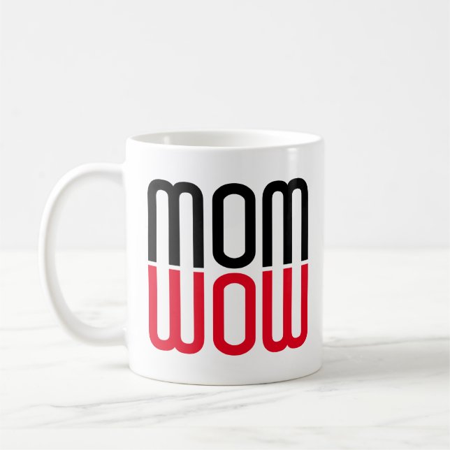 Mamma Wow upp och ned roligt Kaffemugg (Vänster)