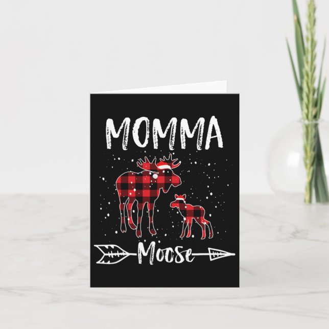 Mamma X-mas Älg Tomte Familj Matchande Pyjamas  Kort (Framsida)