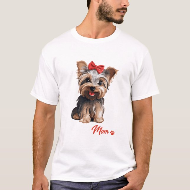 Mamma Yorkshire Terrier Hund T Shirt (Framsida)