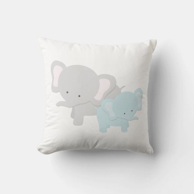 Mammaelefant & babydekorativ kudde | {Lt Slösa Dra (Framsida)
