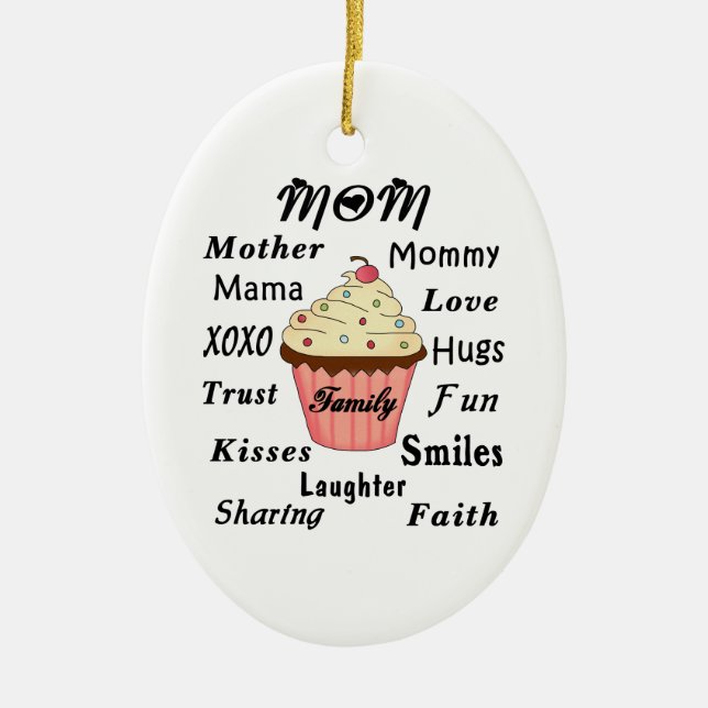Mammafamiljmuffin Julgransprydnad Keramik (Framsidan)
