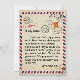 Mammagåvor   Brev till min mamma kärlek från son Inbjudningar