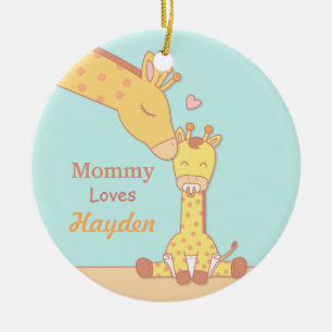 Mammagiraff och kalv Söt personlig juldekoration