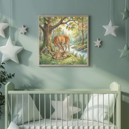 Mammahjort och hennes kalv plantskola poster
