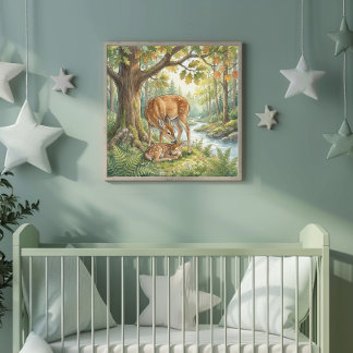 Mammahjort och hennes kalv plantskola poster