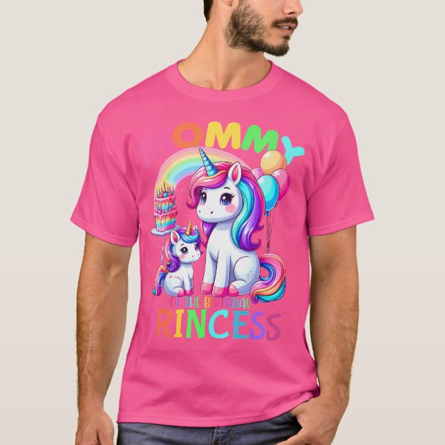 Mamman av födelsedagspaktusen Unicorn Mamma T Shirt (Framsida)