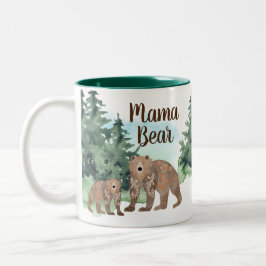 Mamman Bear i Cute Scandi Bears Woodland Två-Tonad Mugg