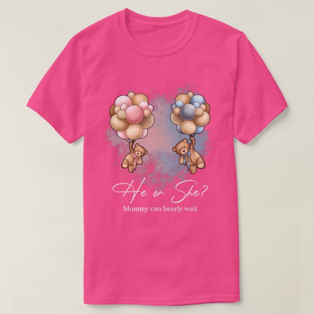 Mamman Bears Balloations kan visa Genderna Barly W T Shirt (Design framsida)