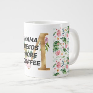 Mamman behöver mer Blommönster och monogram Jumbo Mugg