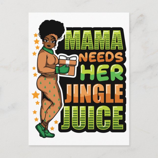 Mamman behöver sin jingle juice och dricker julska vykort (Framsida)