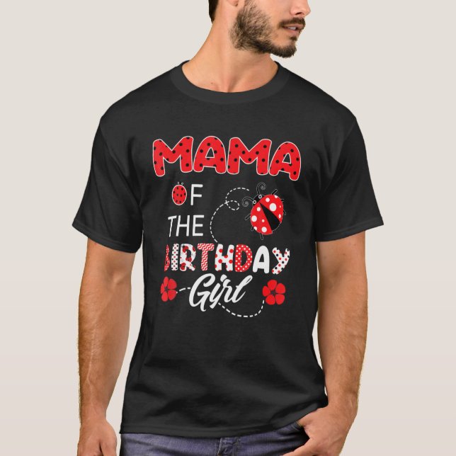 Mamman Birthday Girl - Family Ladybug Birthda T Shirt (Framsida)