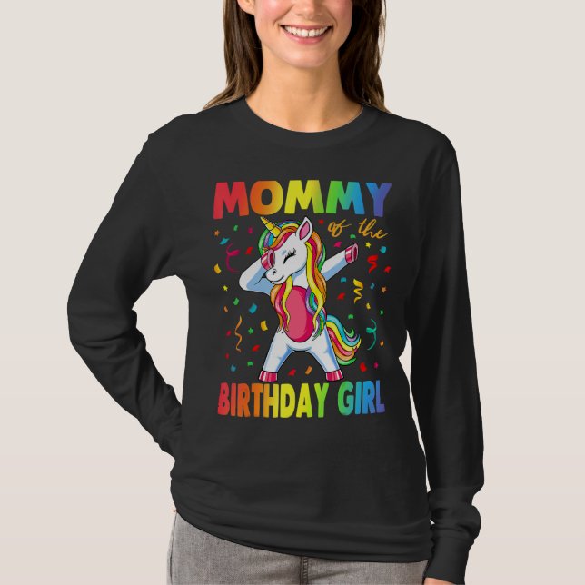 Mamman Birthday Girl Mor Unicorn Birthda T Shirt (Framsida)
