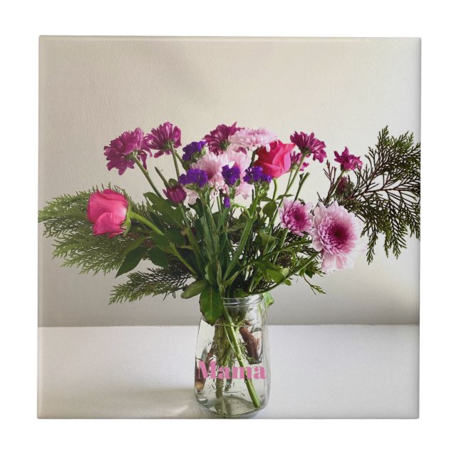 Mamman Bouquet+ Anpassningsbar för färgstarka Mor- Kakelplatta (Framsidan)