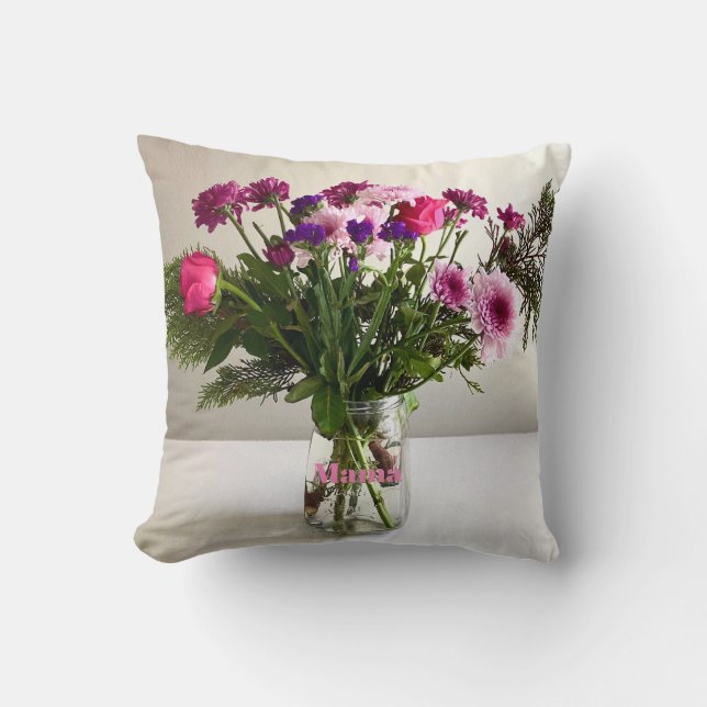 Mamman Bouquet+ Anpassningsbar för färgstarka Mor- Kudde (Framsida)
