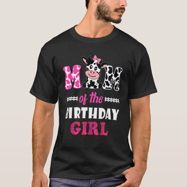 Mamman Cow mamma Birthday Flicka T Shirt (Framsida)