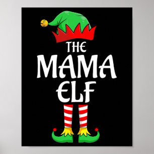 Mamman Elf Julafton matchande julfamiljen Pajama Poster