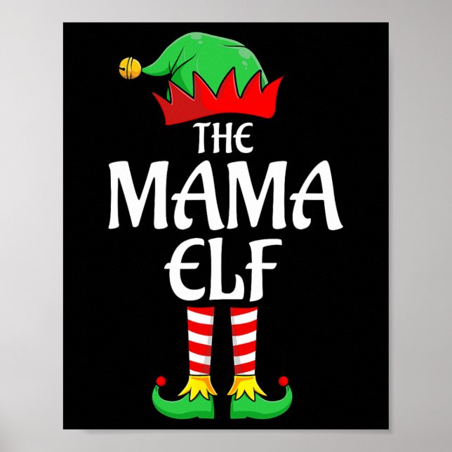 Mamman Elf Julafton matchande julfamiljen Pajama Poster (Framsidan)
