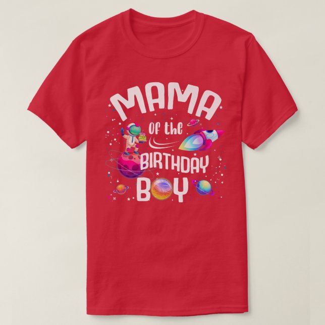 Mamman för födelsedagspojken Astronaut Rymdfamilj T Shirt (Design framsida)