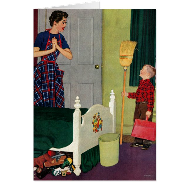 Mamman gjorde jag ren mitt rum! hälsningskort (Framsidan)