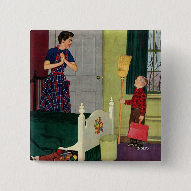 Mamman gjorde jag ren mitt rum! knapp (Framsida)