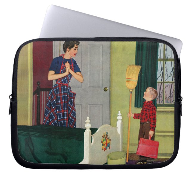 Mamman gjorde jag ren mitt rum! laptop sleeve (Framsidan)