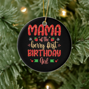 Mamman i Berry First Birthday Girl Funny Mor Julgransprydnad Keramik