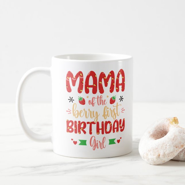 Mamman i Berry First Birthday Girl Funny Mor Kaffemugg (Med munk)