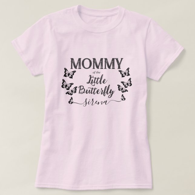 Mamman Little Butterfly | Mor som skall vara Rosa T Shirt (Design framsida)