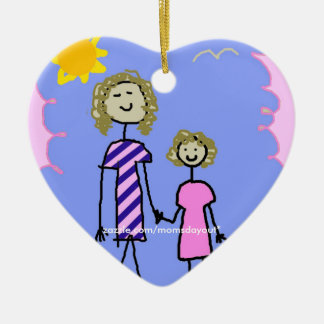 Mamman och jag, mordotter går julgransprydnad keramik